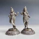 A good pair of heavy Indian silver figural card holders, stamped T. P. DASS CALCUTTA, height 9cm,