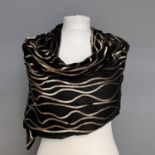 A black silk and gold sequin evening scarf, 158 x 42cm.