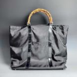 A Gucci tote bag, with black patent leather detail and bamboo handles, ref. 002.2058.0412.5, width