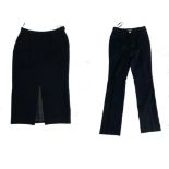 Jean Muir London, a black woollen pencil skirt, size 12; together with a pair of Ralph Lauren cotton