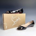 Christian Louboutin, a pair of black patent leather Voilier flat shoes, size 37.5, with box.