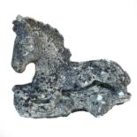 A cast concrete figure of a recumbent foal, length 62cm
