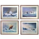 Tim Thompson Gold Medal Rescues, RNLI. A set of four prints from the series, each signed in