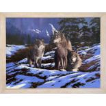 Stephen CUMMINGS Three Wolves Oil on canvas Signed 92 x 123 cm