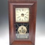 A New-Haven Clock Co mahogany cased American wall clock, height 65.5cm, together with another