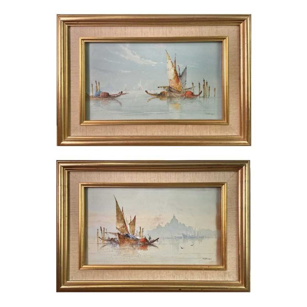 W* Stewart The Venetian Lagoon, a pair of watercolours, each signed, 16.5 X 28cm. (2).Provenance: