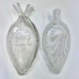 A Victorian glass double flask, engraved with a dog and inscribed 'John Wilson Tweedmouth 1879',