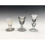 An early Georgian deceptive wine glass, with teardrop baluster stem, height 12.2cm, together with