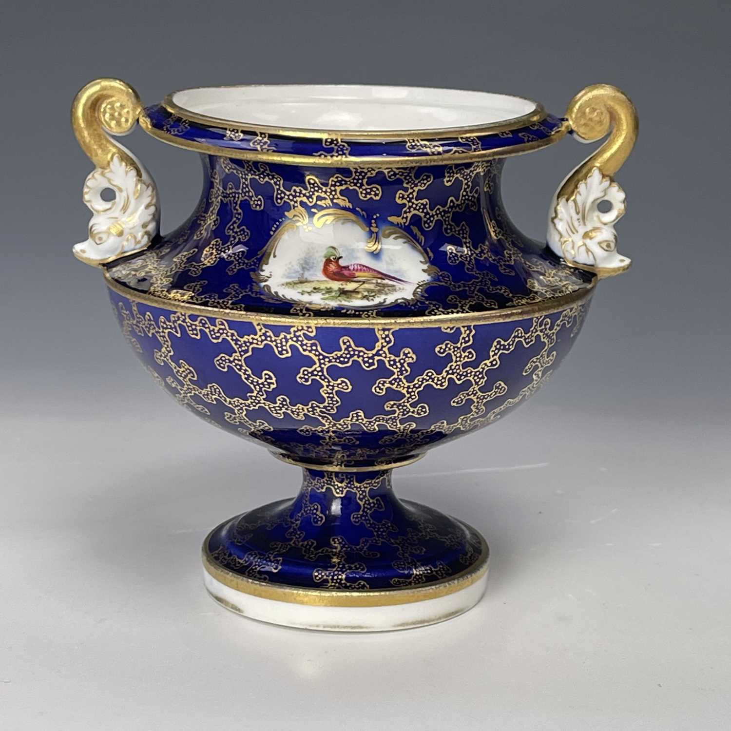 A Nantgarw miniature cabinet cup and saucer with double gryphon handles, applied floral decoration - Image 7 of 10