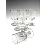 A set of seven Victorian glass rummers, with plain bowls, height 14.5cm.Provenance: Alan Bennett (
