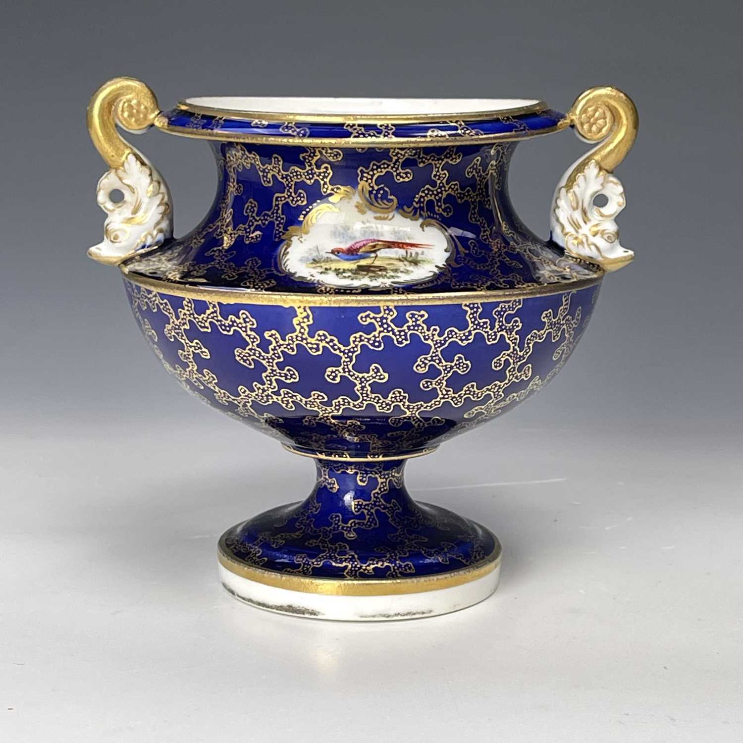 A Nantgarw miniature cabinet cup and saucer with double gryphon handles, applied floral decoration - Image 8 of 10