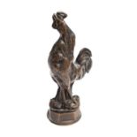 An Elkington & Co bronze car mascot, circa 1920, modelled as a cockerel, impressed mark, height