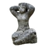 A reconstituted stone seated female form. height 46cmProvenance: From the Estates of June Barrington