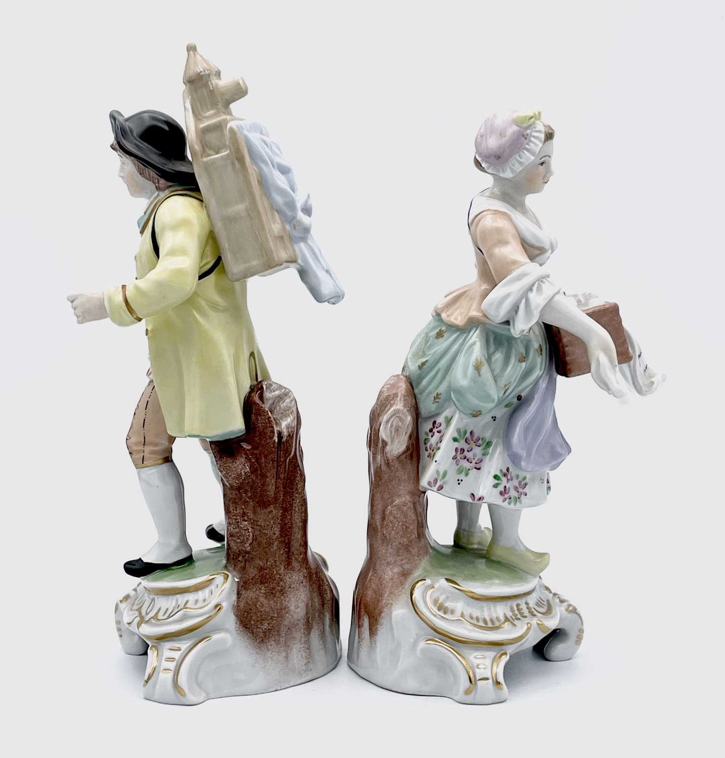 A pair of Dresden porcelain figures, 20th century, from a magic lantern or peep show, after the 18th - Image 3 of 5