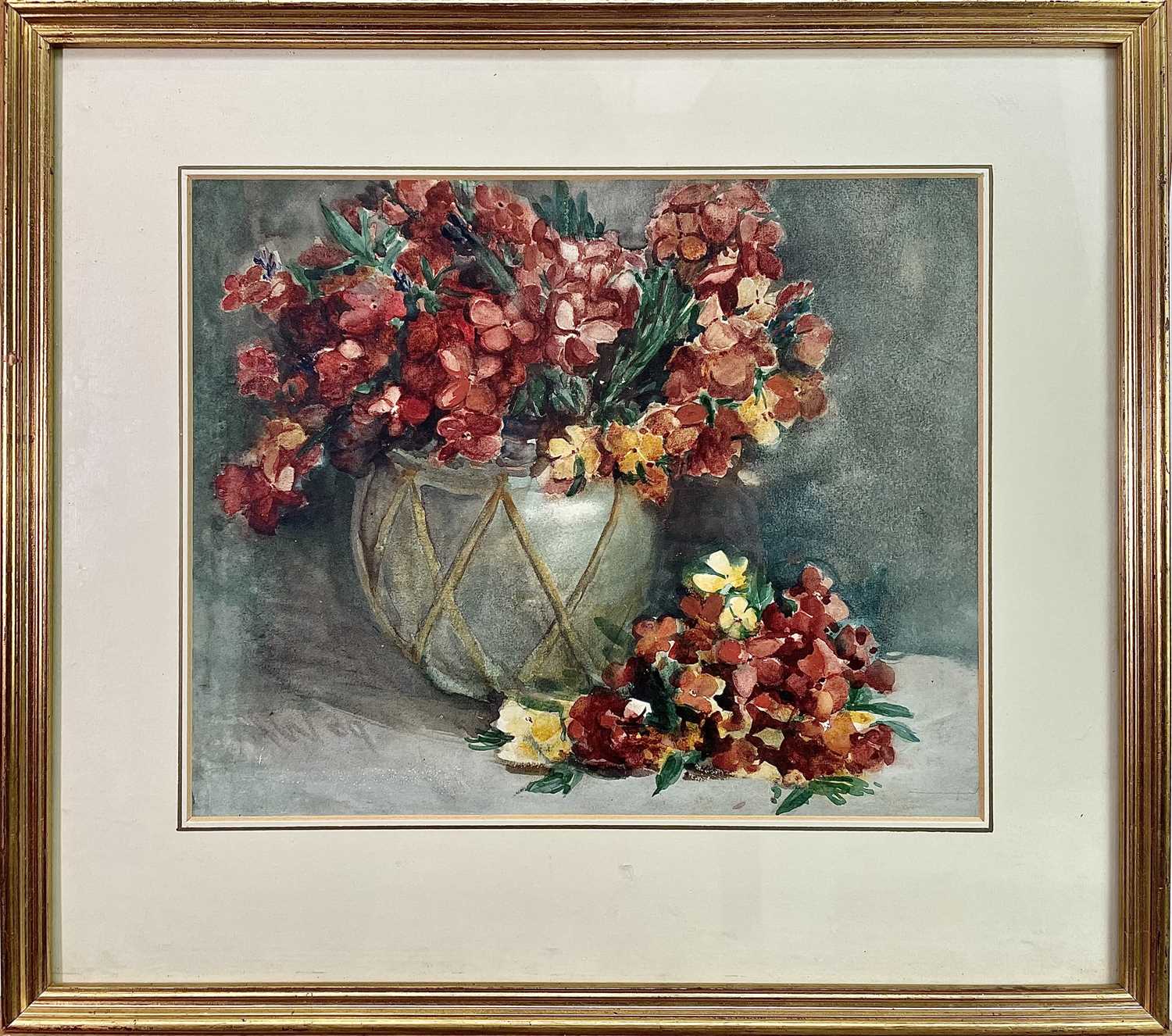 20th century British School Still life of flowers in an ovoid vase Watercolour Monogrammed 29 x