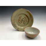 A Studio pottery bowl possibly by Richard Batterham and a stoneware studio pottery charger with