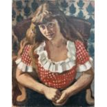 Gillian DAHL Portrait of a seated girl Oil on canvas Signed verso 46 x 36cm Unframed