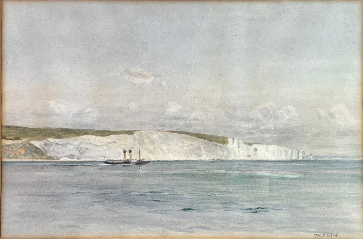 Thomas H H HAND The white cliffs of Dover Watercolour Signed 22 x 33cm