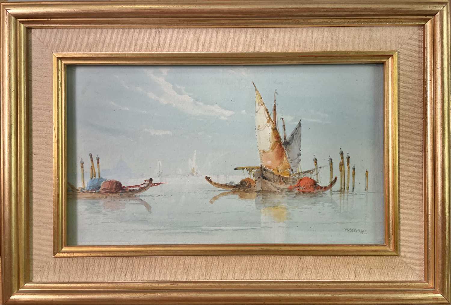 W* Stewart The Venetian Lagoon, a pair of watercolours, each signed, 16.5 X 28cm. (2).Provenance: - Image 2 of 4