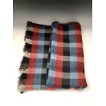 A Scottish homespun pure new wool blanket with check design, 176cm X 138cm.