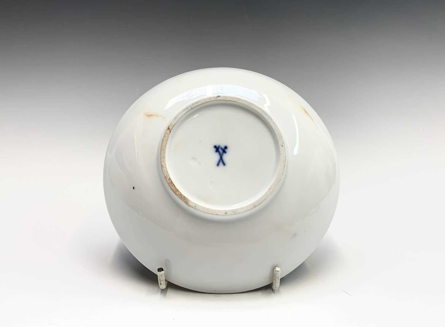 A Meissen cabinet cup and saucer, late 19th century, painted with reserves in the 18th century style - Image 7 of 9