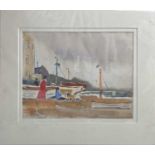 Jean DRYDEN ALEXANDER (1911-1994) Coastal scene with figures Watercolour 23.5 x 30cm Unframed