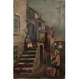 Early 20th century Cornish school The fish monger Oil on canvas 45.5 x 30cm