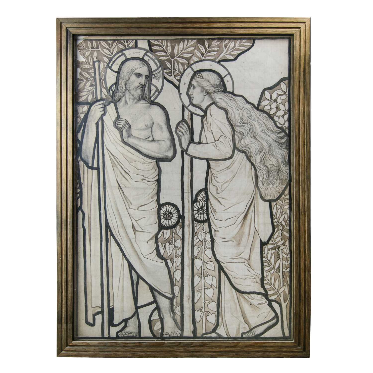 Harry Ellis Wooldridge (fl1860-1900) Mary and The Risen Christ, cartoon stained glass design for