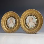 Circle of Archibald Skirving Miniature portrait of Lady Russell? wearing a lace trimmed dress, 8 X