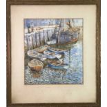 Joan Lister WALKER The Jetty, Brixham, Watercolour Monogrammed and dated 28 Further inscribed