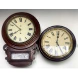 A late Victorian mahogany drop dial wall clock, by The British United Dial Co, height 62cm, together