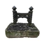 Victorian cast iron gothic design boot scraper, height 32cm.Provenance: From the Estates of June