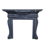 A Victorian style cast iron fire surround incorporating a mantle, height 131cm width 162.5cm.