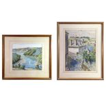 James Marshall HESELDIN (1887-1969) Watercolour/paper River scene Oil pastel/watercolour Two works