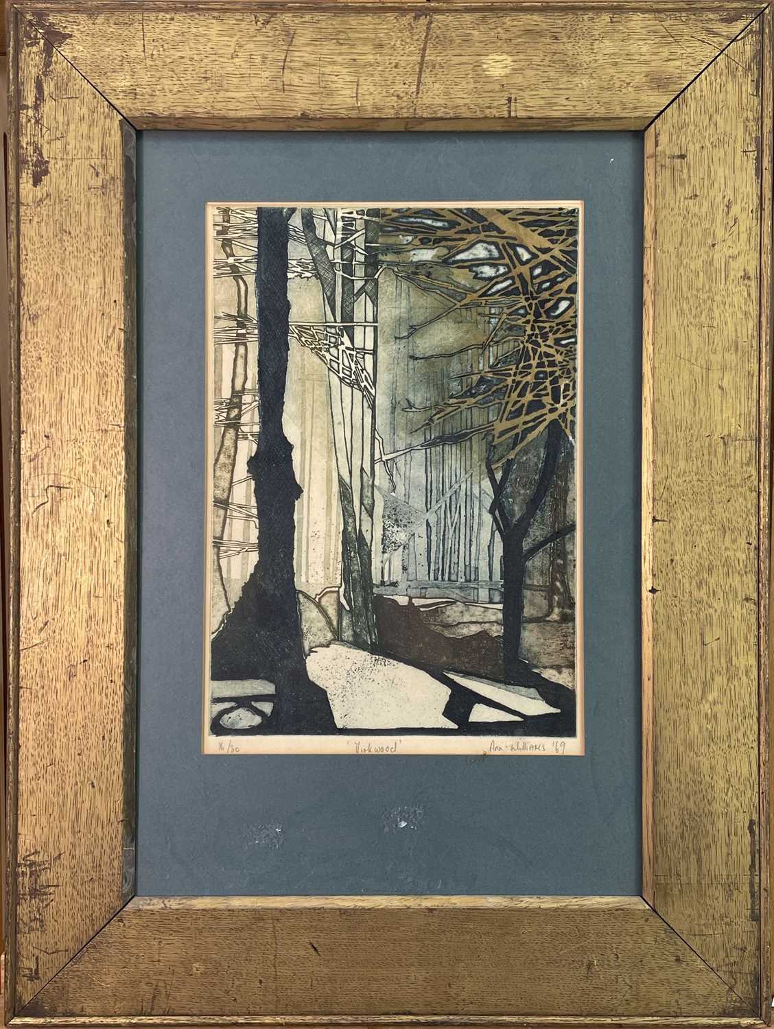 Ann WILLIAMS (XX) Dark wood Etching 16/30 Signed and dated '69 Together with an acrylic moorland - Image 4 of 7