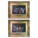 W Collins Two floral still life paintings Each signed,25 X 35cm (2).