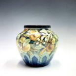 A Pinder, Bourne & Co cache pot, circa 1880, painted with persimmon and blossom, impressed mark