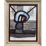 R Novak? Abstract acrylic, signed and indistinctly dated '49?, 42.5 X 32.5cm.