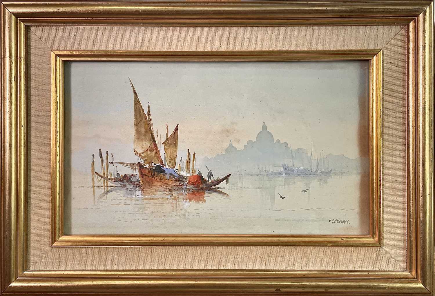 W* Stewart The Venetian Lagoon, a pair of watercolours, each signed, 16.5 X 28cm. (2).Provenance: - Image 4 of 4