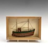 A half model of a Newlyn fishing boat, Pz3, framed and glazed, 15.5 X 22.5cm.