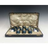 A Royal Worcester cased porcelain coffee set for six, retailed by Mappin and Webb, date code for