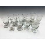 A collection of fourteen assorted Victorian rummers and other glasses, the tallest height 15cm (