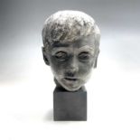 June Barrington-WardHead of a child c.1957Ceramic bust with bronze patinationH:30cm including