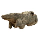 An elm large carving of a toad, length 76cm.
