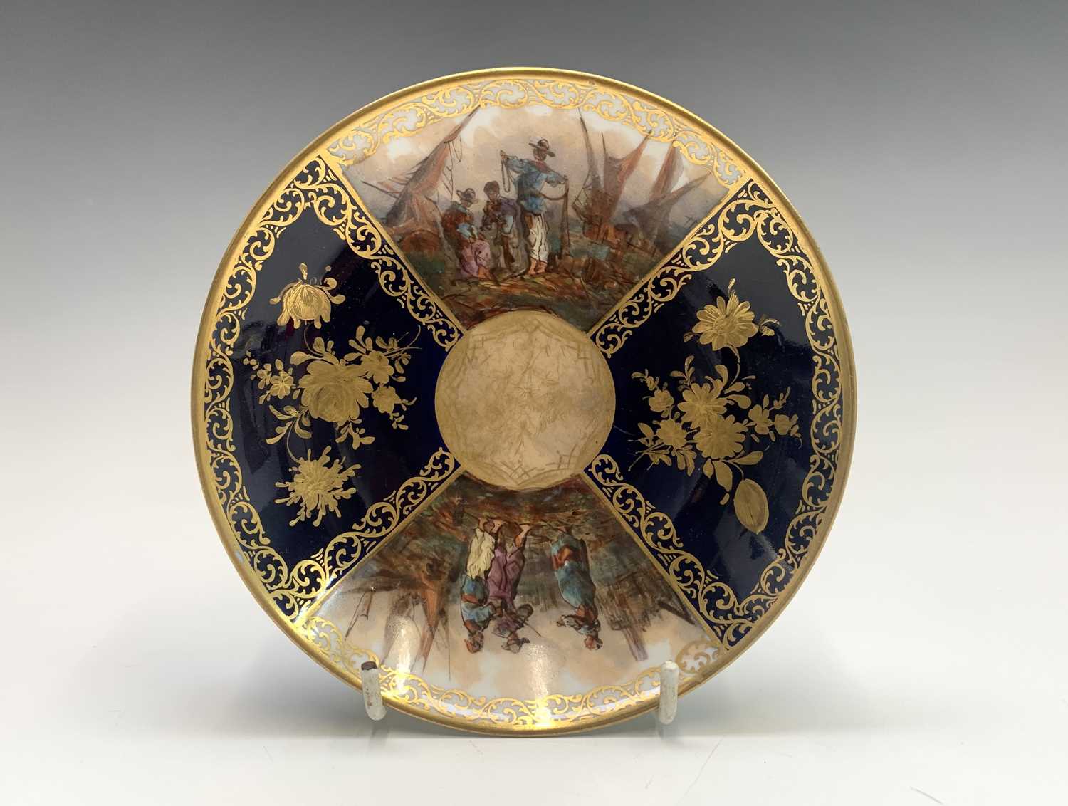 A Meissen cabinet cup and saucer, late 19th century, painted with reserves in the 18th century style - Image 8 of 9