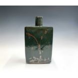 William MARSHALL (1923-2007) A stoneware slab bottle vase with octagonal neck, tenmoku with