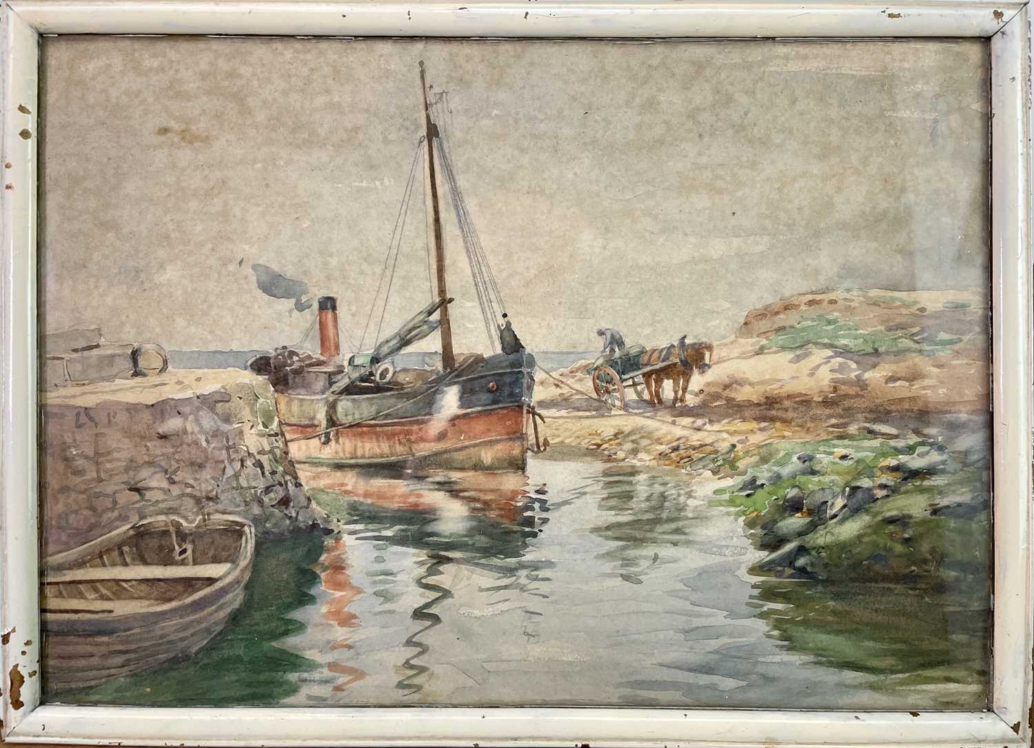 An 20th century British School Loading the barge Watercolour 24.5 x 34.5cm Together with a - Image 4 of 7