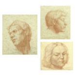 C. S. ABEL Three 19th century Conte portrait sketches, two signed. 23 x 19cm.