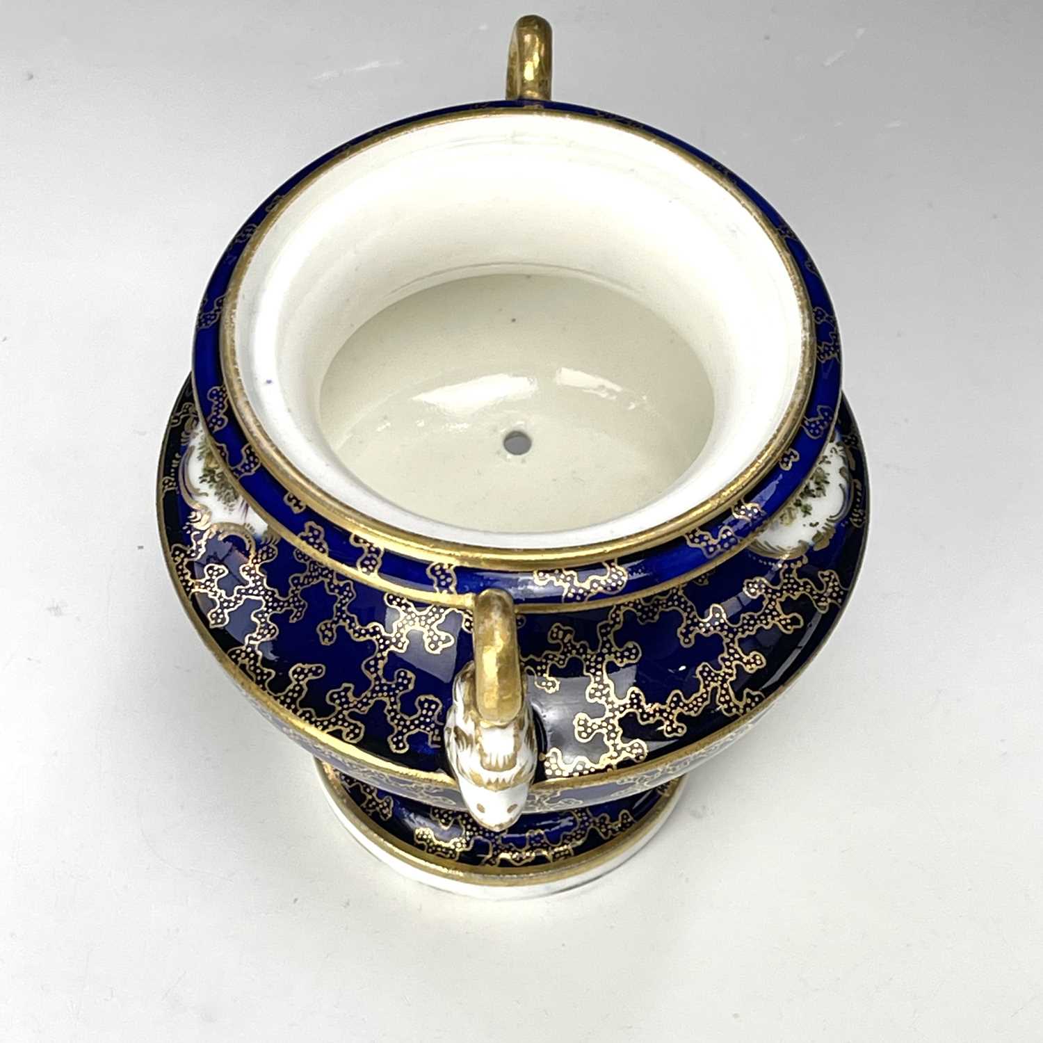 A Nantgarw miniature cabinet cup and saucer with double gryphon handles, applied floral decoration - Image 4 of 10