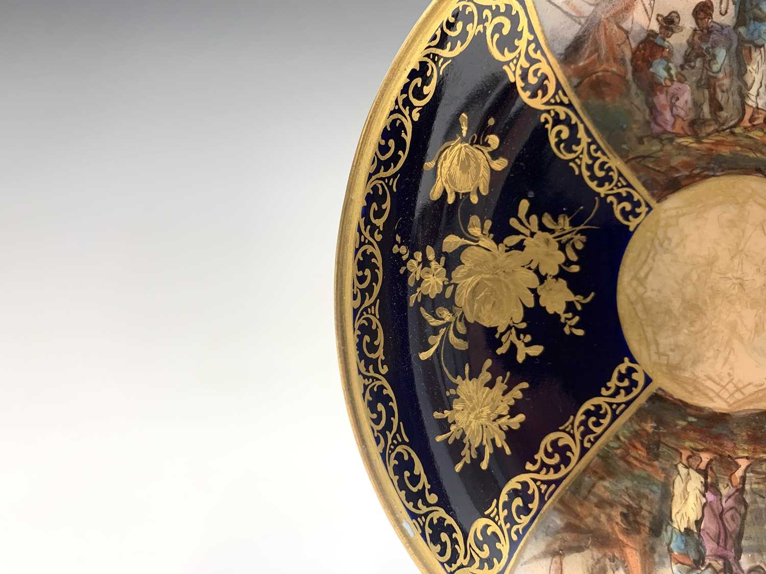 A Meissen cabinet cup and saucer, late 19th century, painted with reserves in the 18th century style - Image 3 of 9